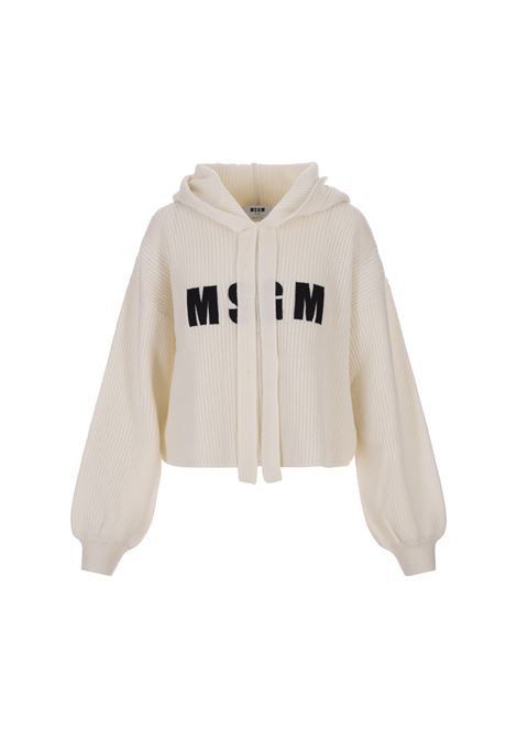 Pullover Bianco Con Logo e Cappuccio MSGM | 3541MDM201-23778701