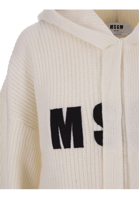 Pullover Bianco Con Logo e Cappuccio MSGM | 3541MDM201-23778701