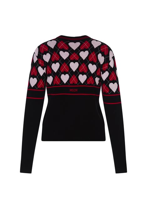 Black Sweater With Active Hearts Motif MSGM | 3541MDM203-23778499