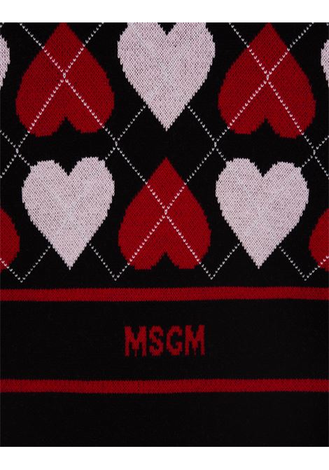 Black Sweater With Active Hearts Motif MSGM | 3541MDM203-23778499