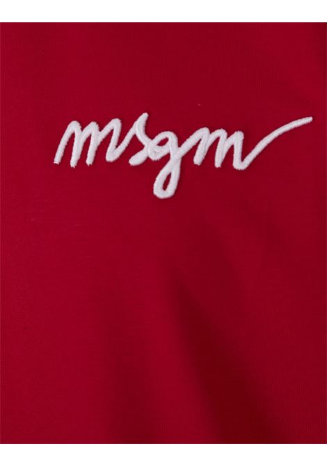 Red T-Shirt With Contrast Embroidered Logo MSGM | 3541MDM540-23779818