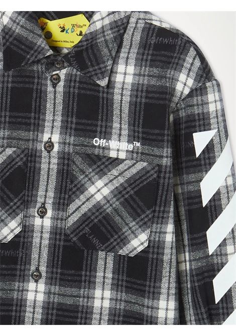 Black Checked Shirt With Helvetica Diagonal Stripes OFF-WHITE KIDS | OBGA001C99FAB0021001