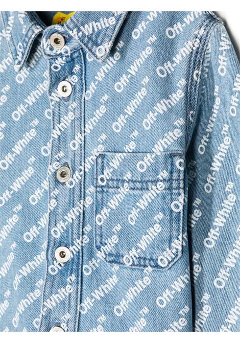 Camicia In Denim Blu Con Logo All-Over OFF-WHITE KIDS | OBYD001S23DEN0034401