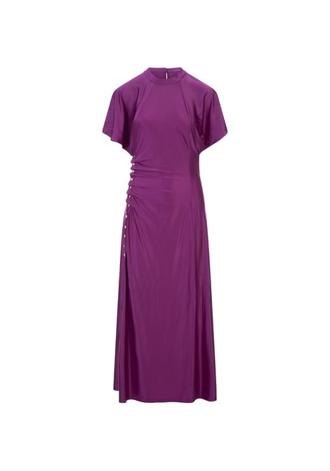 Purple Long Dress With Draping and Buttons PACO RABANNE | 23AJR0649VI0267P514