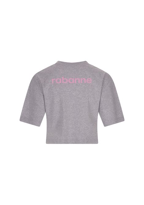 T-Shirt Crop Grigia Con Logo Rosa Fronte e Retro PACO RABANNE | 23AJTE630C00480P073