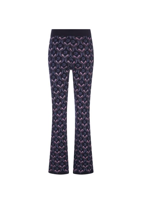 Navy Blue Jacquard Knit Flare Trousers PACO RABANNE | 23AMPA193ML0244V438