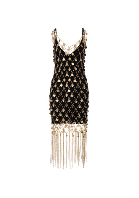 Black Mini Dress With Metallic Gold Mesh PACO RABANNE | 23FIR0609CH0021P711