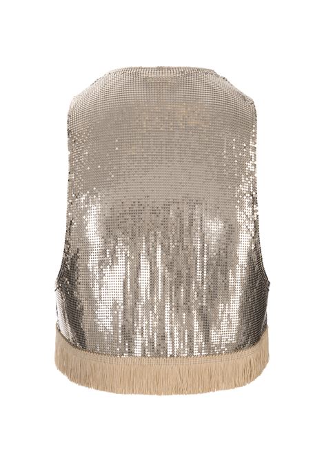 Gold Metallic Mesh Crop Top With Fringes PACO RABANNE | 23FITO581MH0170P711