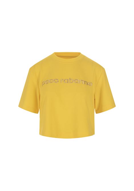 Yellow Crop T-Shirt With Logo PACO RABANNE | 23FJTE117CO0471P731