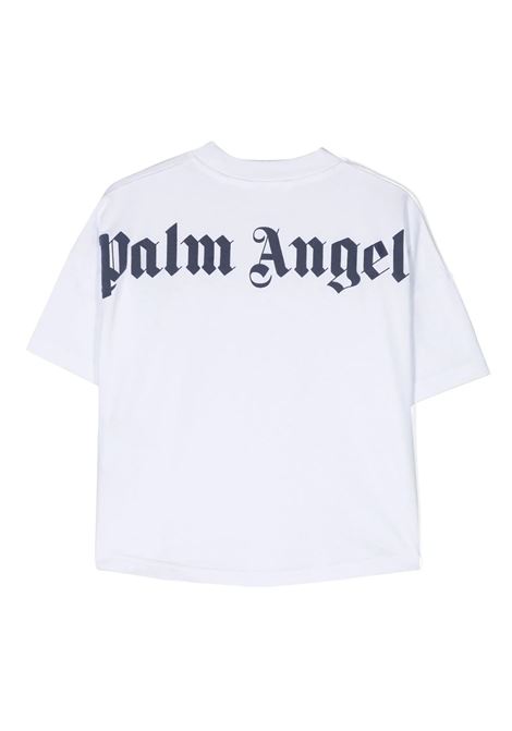 White T-Shirt With Classic Logo PALM ANGELS KIDS | PBAA002C99JER0010146