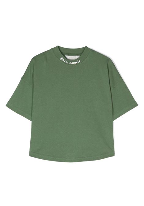 T-Shirt Verde Con Logo Classico PALM ANGELS KIDS | PBAA002C99JER0015501