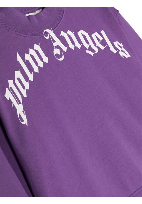 Purple Crew Neck Sweatshirt With Curved Logo PALM ANGELS KIDS | PBBA001C99FLE0043701