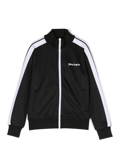 Black Track Jacket with Zip and Logo PALM ANGELS KIDS | PBBD002C99FAB0011001