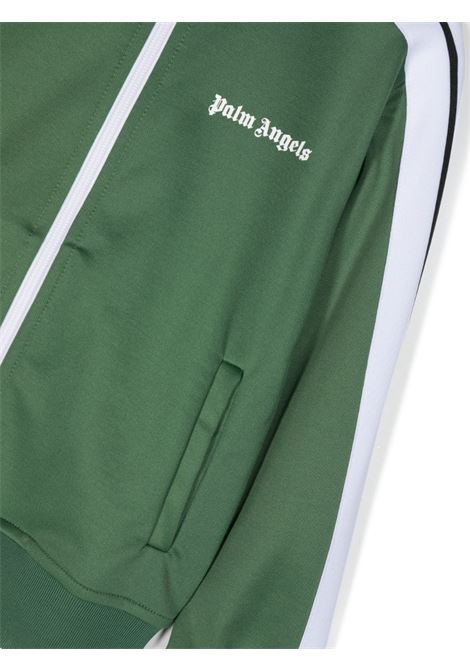 Green Track Jacket with Zip and Logo PALM ANGELS KIDS | PBBD002C99FAB0015501