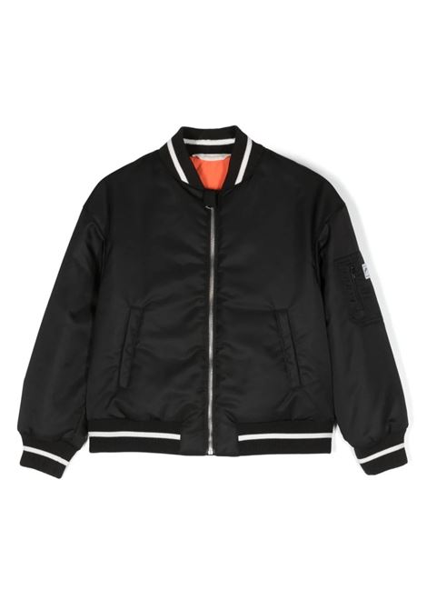 Black Bomber Jacket With Curved Logo PALM ANGELS KIDS | PBEH002F23FAB0011003