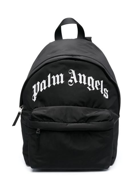 Black Backpack With Curved Logo PALM ANGELS KIDS | PBNB011C99FAB0011001