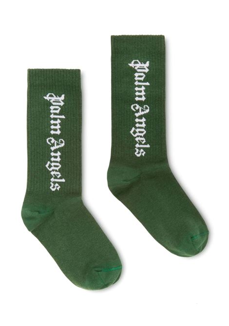 Green Socks With Logo PALM ANGELS KIDS | PBRA005C99KNI0045501