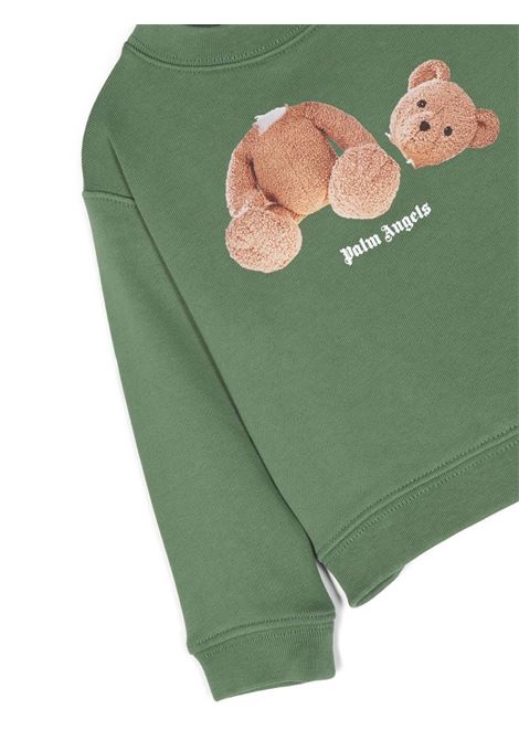PA Bear Crewneck Sweatshirt In Green PALM ANGELS KIDS | PBXC001F23FLE0025560