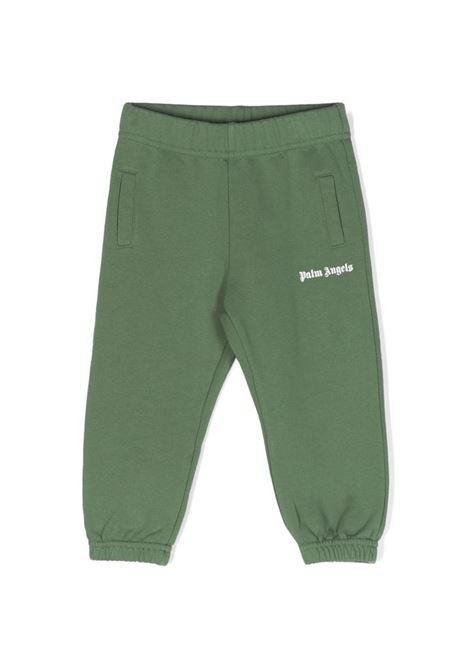 Joggers In Cotone Verde Con Logo PALM ANGELS KIDS | PBXD003F23FLE0025501