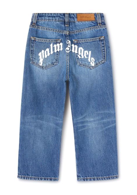 Jeans Straight-Leg Blu Con Logo Curvo PALM ANGELS KIDS | PBYA002F23DEN0034501