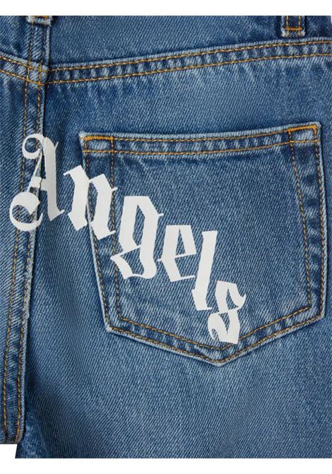 Blue Straight-Leg Jeans With Curved Logo PALM ANGELS KIDS | PBYA002F23DEN0034501