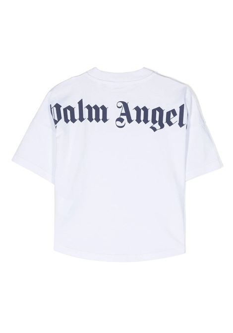 White T-Shirt With Classic Logo PALM ANGELS KIDS | PGAA001C99JER0010146