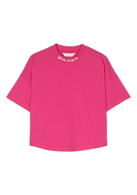 Fuchsia T-Shirt With Classic Logo PALM ANGELS KIDS | PGAA001C99JER0013201