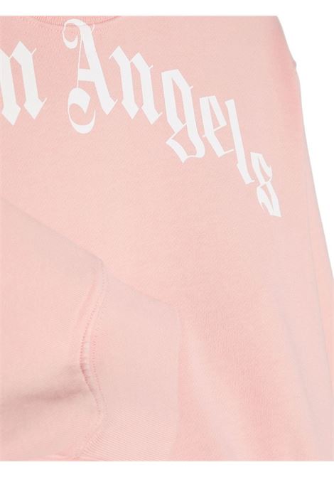 Pink Crew Neck Sweatshirt With Curved Logo PALM ANGELS KIDS | PGBA002C99FLE0023001