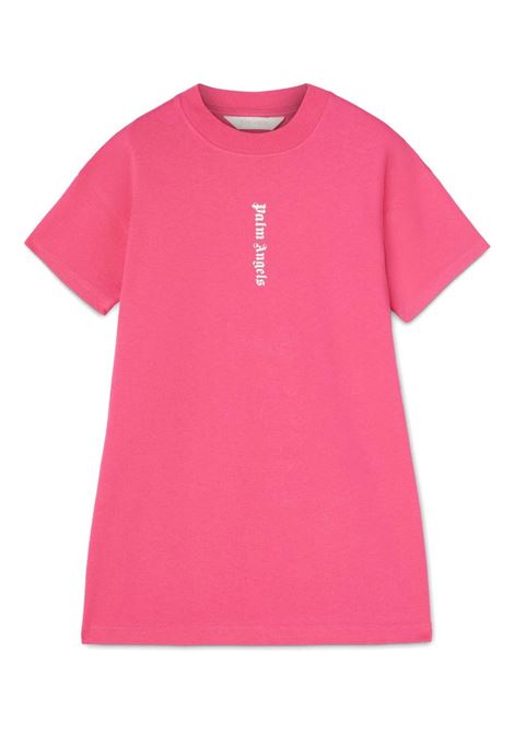 Fuchsia Maxi T-Shirt Dress With Front And Back Logo PALM ANGELS KIDS | PGDB002C99JER0013201