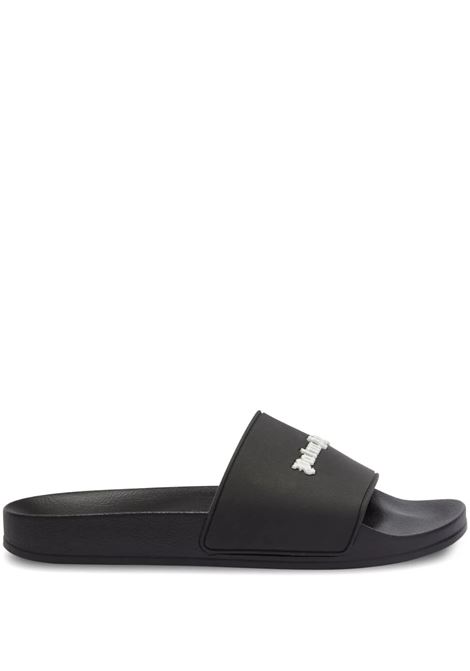 Black Slippers With White Logo PALM ANGELS | PMIC010F23PLA0011001