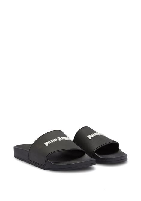Black Slippers With White Logo PALM ANGELS | PMIC010F23PLA0011001