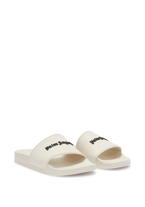 White Slippers With Black Logo PALM ANGELS | PMIC010F23PLA0016110