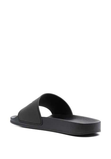 Black Slippers With White Logo PALM ANGELS | PWIC010F23PLA0011001