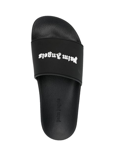 Black Slippers With White Logo PALM ANGELS | PWIC010F23PLA0011001