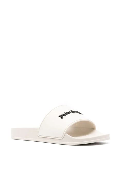 White Slippers With Black Logo PALM ANGELS | PWIC010F23PLA0016110