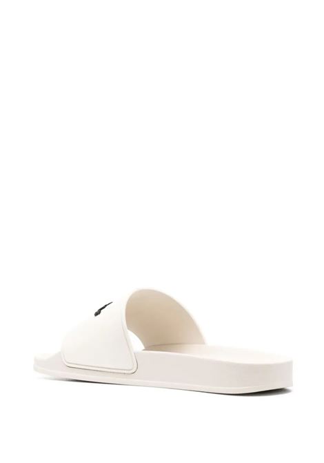 White Slippers With Black Logo PALM ANGELS | PWIC010F23PLA0016110