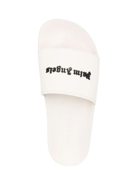 Beige Slippers With Black Logo PALM ANGELS | PWIC010F23PLA0016110