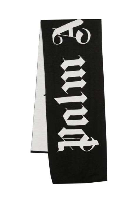 Reversible Black and White Scarf With Logo PALM ANGELS | PWMA015F23KNI0011003