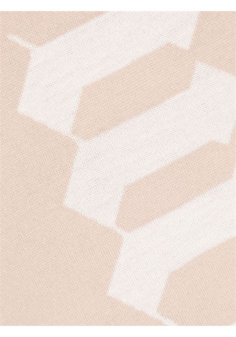 Sciarpa Reversibile Beige e Bianco Con Logo PALM ANGELS | PWMA015F23KNI0016103