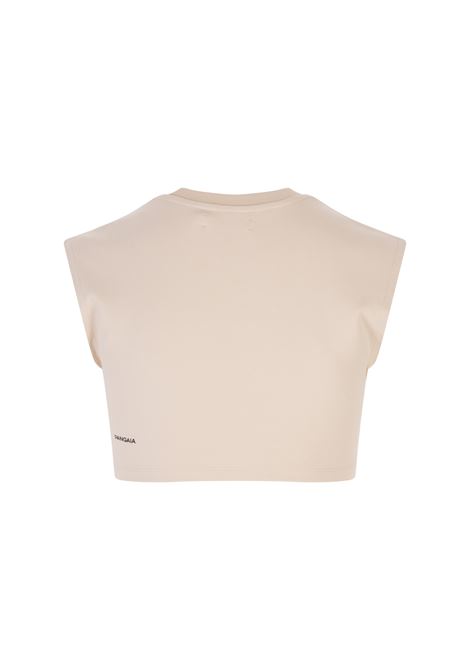 T-Shirt Fitted Crop In Cotone Riciclato Sabbia Donna PANGAIA | 100003580258