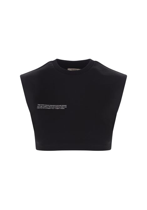 T-Shirt Fitted Crop In Cotone Riciclato Nero Donna PANGAIA | 100003589868