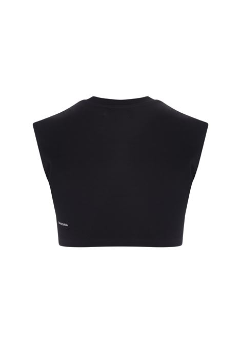 Woman Black Recycled Cotton Fitted Crop T-Shirt PANGAIA | 100003589868