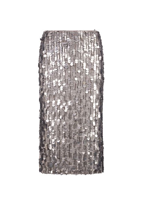 Silver Full Sequins Gender Midi Skirt PAROSH | GENDER-D620654057