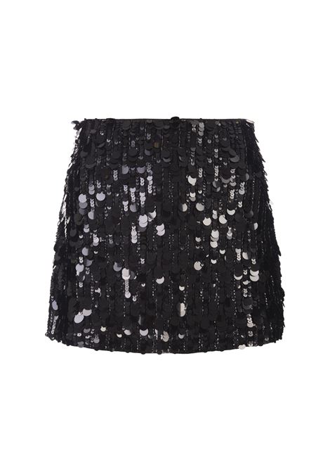 Black Full Sequins Gender Mini Skirt PAROSH | GENDER-D630559013