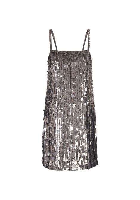 Silver Full Sequins Gender Mini Dress PAROSH | GENDER-D721849057