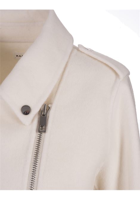 White Wool Leak Biker Jacket PAROSH | LEAK23-D431543002