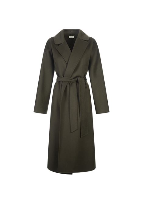 Olive Green Wool Leak Long Coat PAROSH | LEAK23-D431549Y007