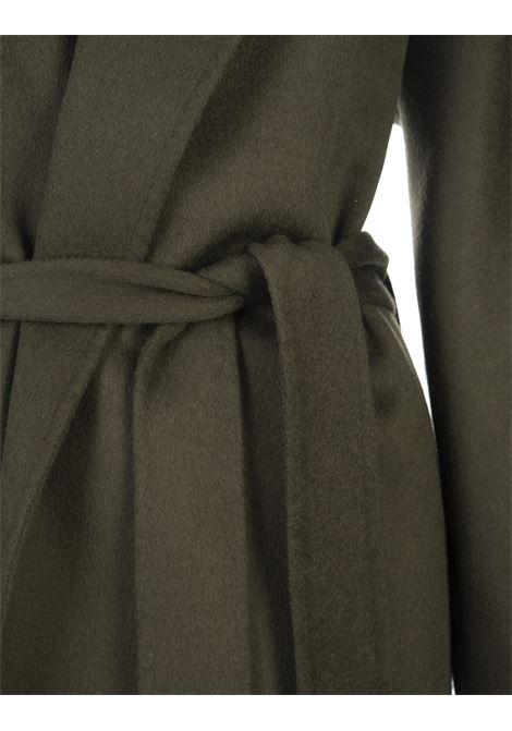 Olive Green Wool Leak Long Coat PAROSH | LEAK23-D431549Y007