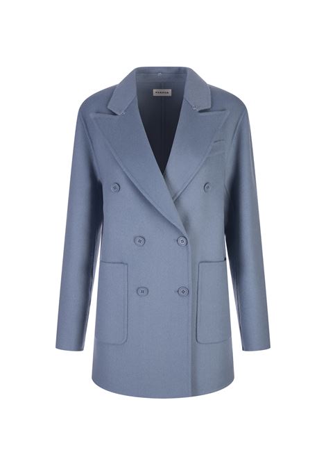 Light Blue Wool Leak Double-Breasted Coat PAROSH | LEAK23-D431552Y078