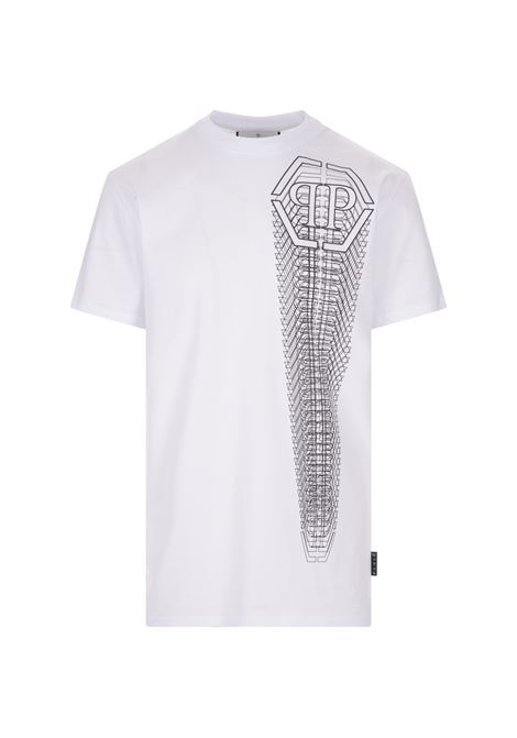 White T-Shirt With Logo and Lettering On Front and Back PHILIPP PLEIN | FACCMTK6378PJY002N01